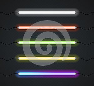 Color Neon Line Lamp Set. Vector photo