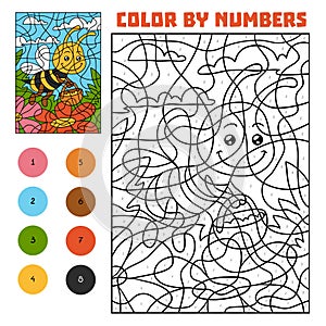 Color by number for children, Bee