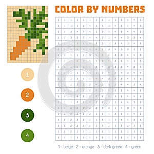 Color by number, fruits and vegetables, carrot