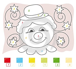 Color by number game: clown