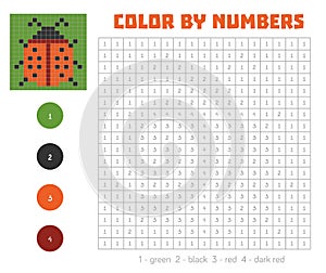 Color by number with numbered squares, ladybug