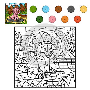 Color by number, pig