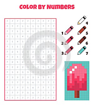 Color by numbers. Coloring book for kids.Pixel art