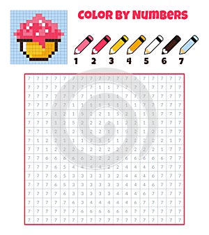 Color by numbers. Coloring book for kids.Pixel art