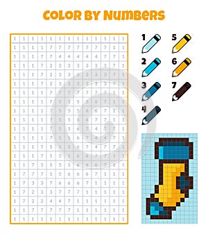 Color by numbers. Coloring book for kids.Pixel art