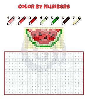 Color by numbers. Coloring book for kids.Pixel art