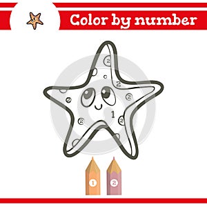 Color by numbers. Coloring page for preschool children. Learn numbers for kindergartens and schools.