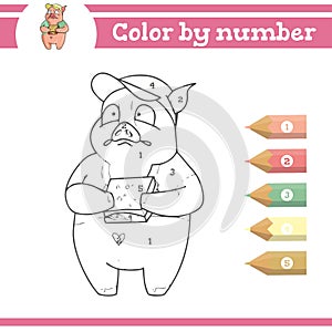 Color by numbers. Coloring page for preschool children. Learn numbers for kindergartens and schools. Educational game.
