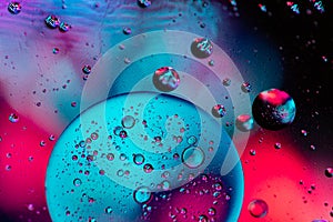 Color oil drop abstract background, Flat images with blurred and sharpen circles together with multicolor background. Stiring