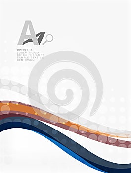 Color overlapping wave stripes, vector abstract background.