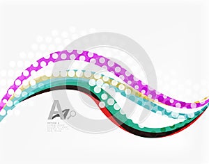 Color overlapping wave stripes, vector abstract background.
