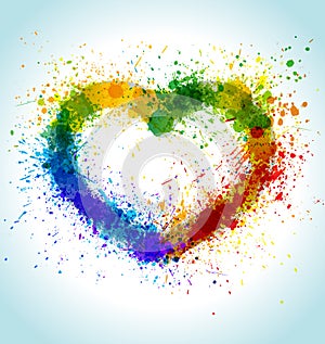 Color Paint Splashes Heart Background