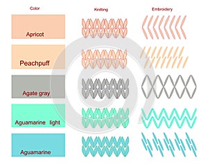 Color palette with elements of embroidery and knitting vector illustration photo