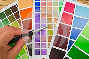 Color palette, guide of paint samples, colored catalog