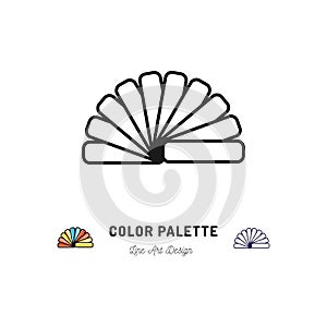 Color palette icon, Pantone colors. Interior design and home repair outline symbols. Vector flat illustration