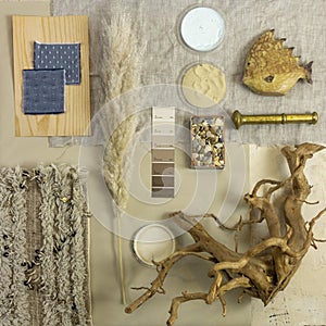 Color palette mood board for interior design photo