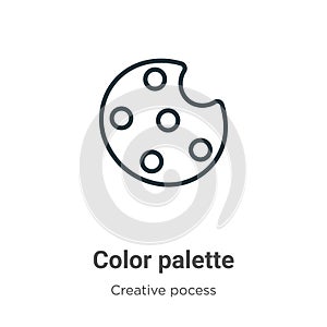 Color palette outline vector icon. Thin line black color palette icon, flat vector simple element illustration from editable
