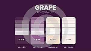 Color palette in Purple Grapes colour theme collections. Color inspiration or colour chart with codes number. Color combination