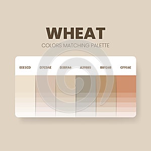 Color palette in a Wheat colour theme collections. Color scheme or colors chart template. Color combination set of RGB, HSL and