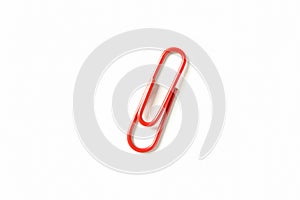 Color paper clip isolated on white background