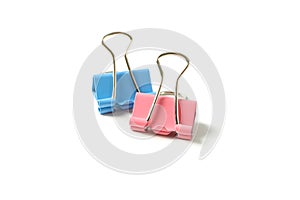 Color paper clips isolated