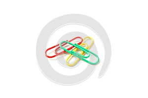 Color paper clips isolated