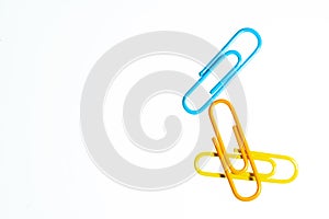 Color Paperclips white background isolated