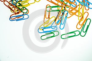 Color Paperclips white background isolated