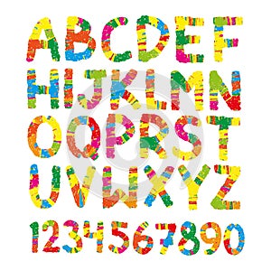 Color pencil font. Hand drawn letters,