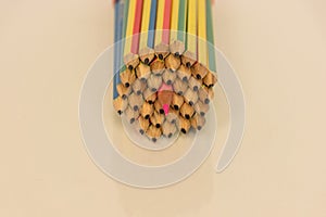 Color pencil insert center of bundle pencil