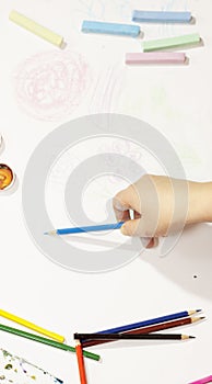 Color pencil, paint, handmade at work