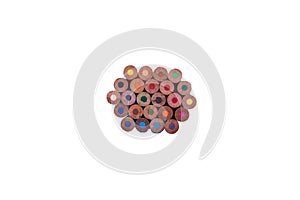 Color Pencil Set compile like hexagon in isolated white photo