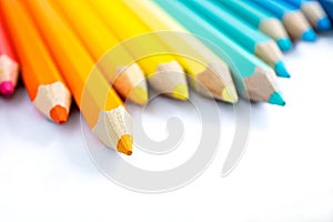 Color pencil on white color background, cut out as isolate concept for design drawing