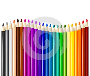 Color pencils in arrange in color row