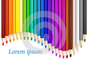 Color pencils in arrange in color row with copyspace