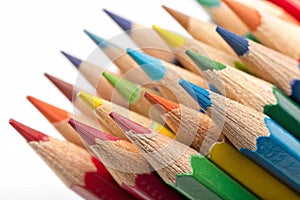 Color pencils bunch macro shot isolated