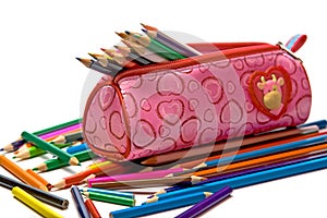 Color pencils in the case