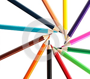 Color pencils circle isolated