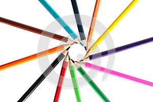 Color pencils circle isolated