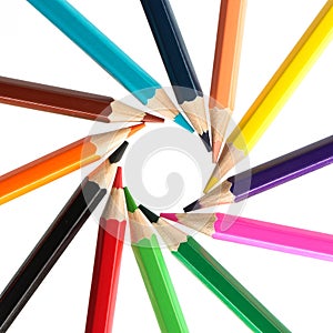 Color pencils circle isolated