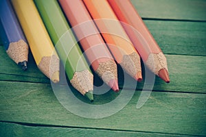 Color pencils with filter effect retro vintage