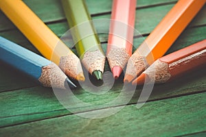 Color pencils with filter effect retro vintage