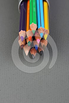 Color pencils  on grey background.