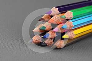 Color pencils  on grey background. photo