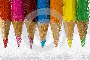 Color pencils macro with bubbles