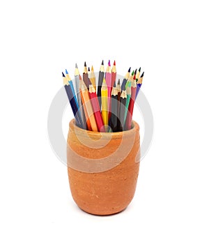 Color pencils in pots