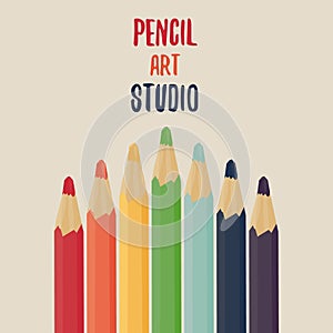 Color pencils set. Pencil art studio.