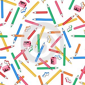 Color pencils sharpeners seamless pattern vector illustration