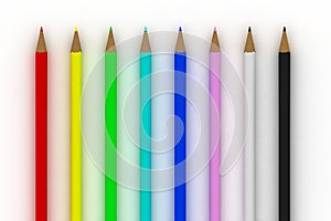 Color pencils specter on white photo