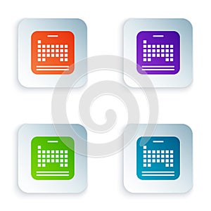 Color Periodic table of the elements icon isolated on white background. Set colorful icons in square buttons. Vector